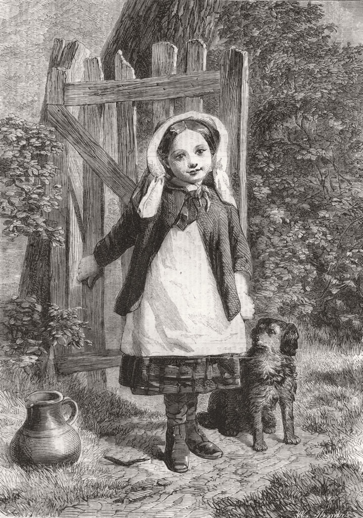 CHILDREN. The Pet of the Village. Dog 1861 old antique vintage print picture